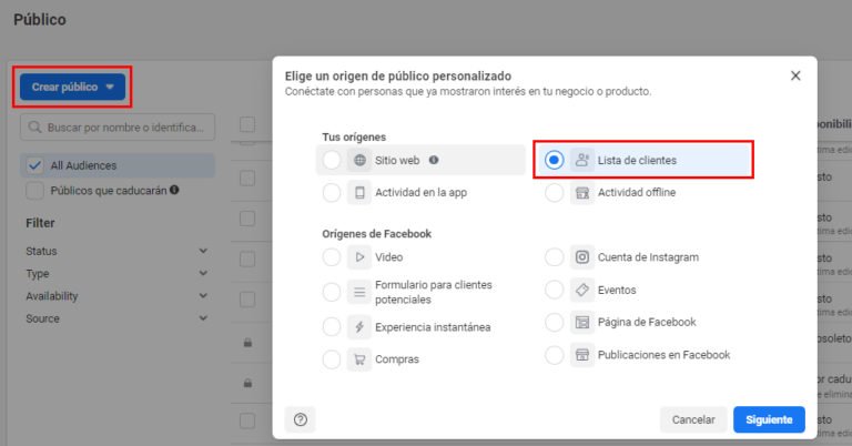 Crear audiencias personalizadas