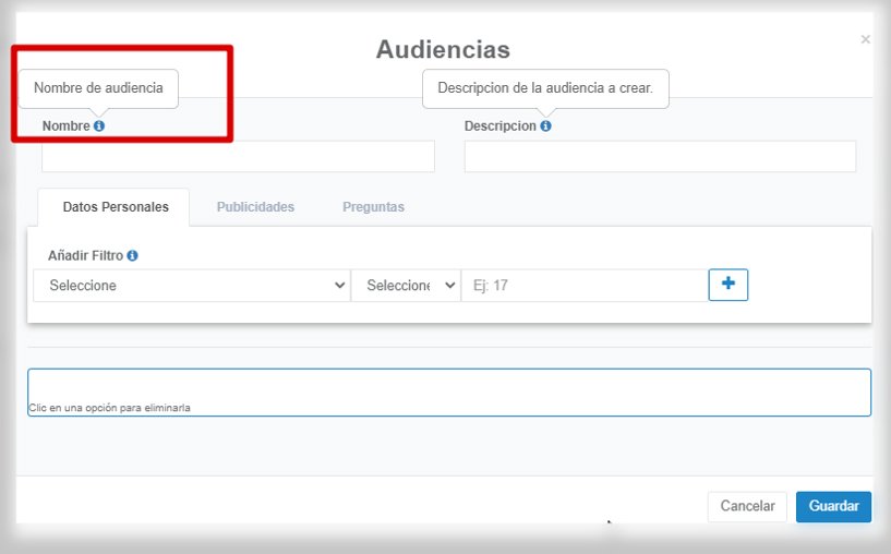 Dashboard OhmyFi - Crear audiencias personalizadas